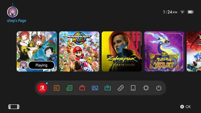 A screenshot of the Switch 2's main menu.