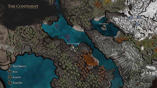 A screenshot of Clair Obscur's map shows a specific location.