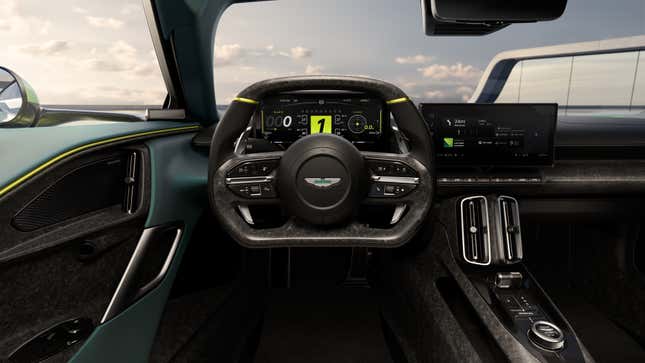 Dashboard of a green Aston Martin Valhalla