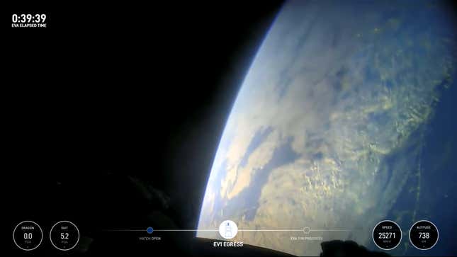 A screenshot showing the view of Earth from space. 