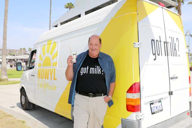 ‘The Office’ actor Brian Baumgartner poses for a 2023 promotional photo for “Never Doubt What You Love,” a pro-dairy parody news campaign created by the California Milk Processor Board.