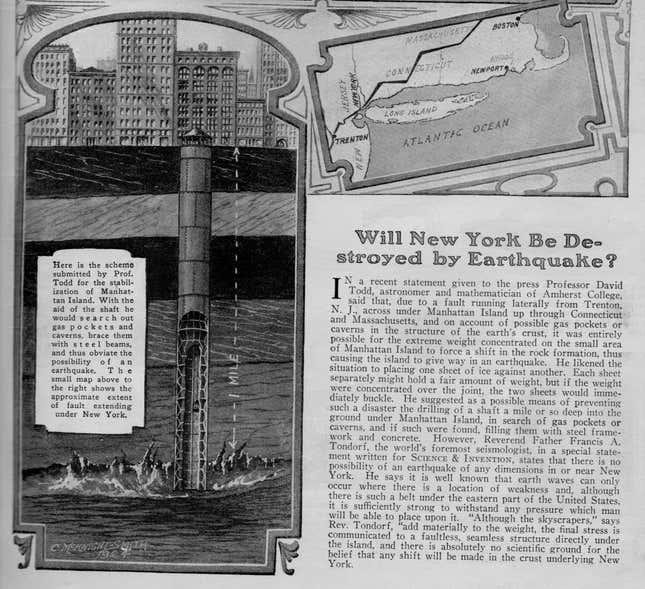 Image for article titled 6 Predictions for Earthquakes in New York Dating Back Over 100 Years