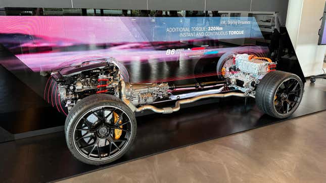 Cutaway of the chassis of a 2025 Mercedes-AMG GT63 S E Performance