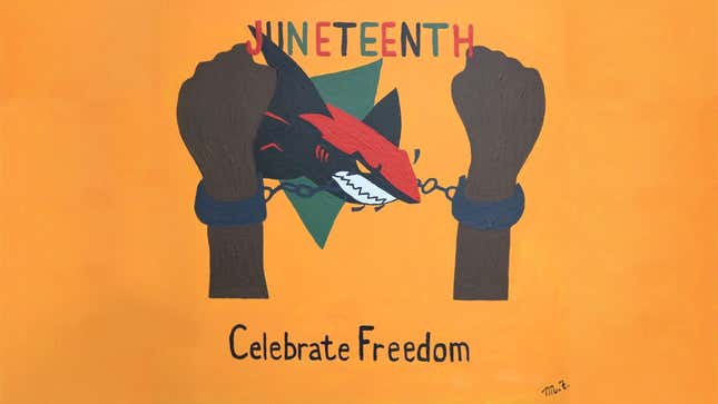 Image for article titled The San Jose Sharks Incite the Wrath of Our Ancestors After Celebrating Juneteenth by Abolishing Slavery—With Their Teeth