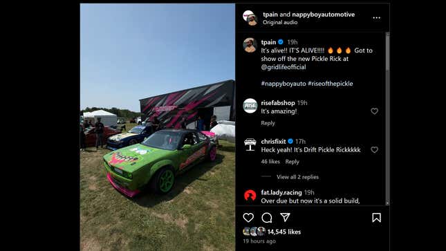 Image for article titled T-Pain Has A Pickle Rick Drift Car Again