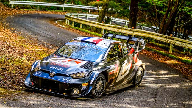 Sébastien Ogier competing during the World Rally Championship in Toyota city, Japan on November 23, 2024.