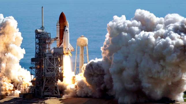 Space shuttle Discovery launches in Florida. 