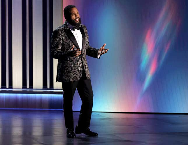 LOS ANGELES, CALIFORNIA - JANUARY 15: Host Anthony Anderson speaks onstage during the 75th Primetime Emmy Awards at Peacock Theater on January 15, 2024 in Los Angeles, California. 