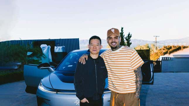 Chris Brown and Faraday Future Founder YT Jia.