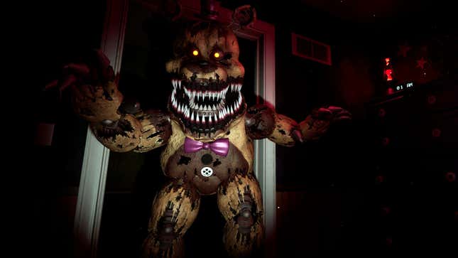 An image of Freddy bearing his shark-looking teeth from Five Nights at Freddy's: Help Wanted