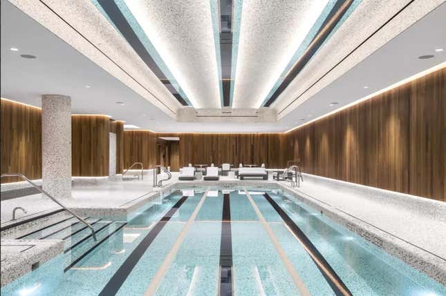 The 60ft swimming pool inside 50 West.