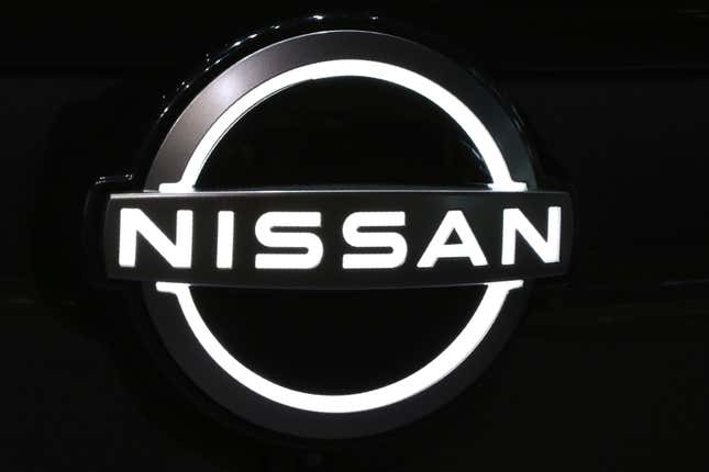 FILE - The Nissan Motor Co. logo is displayed at the global headquarters of Nissan Motor Co.,. in Yokohama near Tokyo, on July 22, 2020. Nissan and Honda agreed Friday, March 15, 2024 to work together on developing electric vehicles and auto intelligence technology. (AP Photo/Koji Sasahara, File)