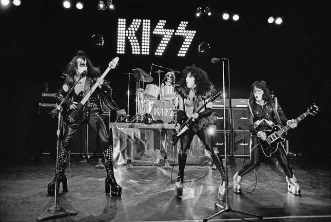 Gene Simmons, Peter Criss, Paul Stanley, and Ace Frehley perform in Detroit on May 16, 1975