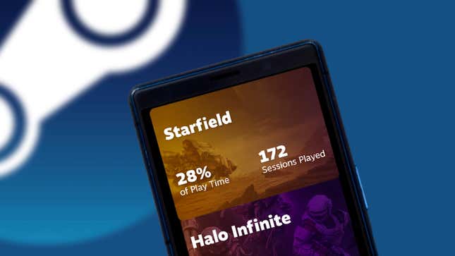 A phone shows stats for how much time was spent playing Starfiled.