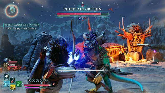 Battling Chieftain Girthin in third-person mode.