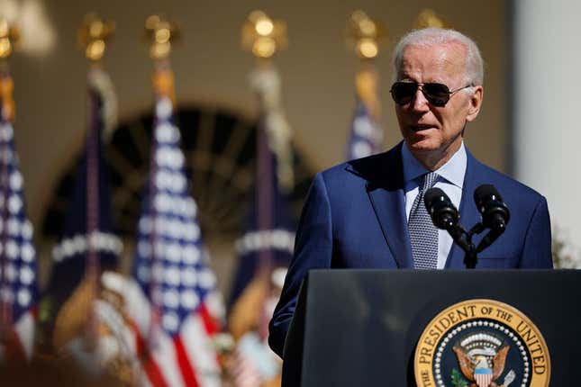 WASHINGTON, DC - SEPTEMBER 28: U.S. President Joe Biden delivers remarks during a celebration of the 1990 passage of the Americans with Disabilities Act in the Rose Garden at the White House on September 28, 2022, in Washington, DC. Marking Disability Pride Month, the president highlighted the progress made since the passage of the ADA, which he cosponsored when he was a U.S. senator 32 years ago.