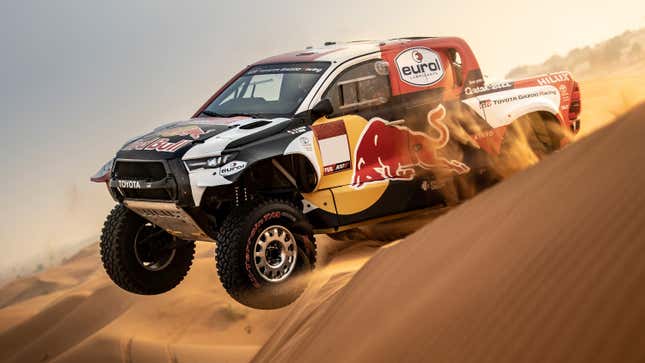 Image for article titled After Running Over Two Motorcycles At Dakar Rally, A Toyota GR Driver Gets Slap On The Wrist