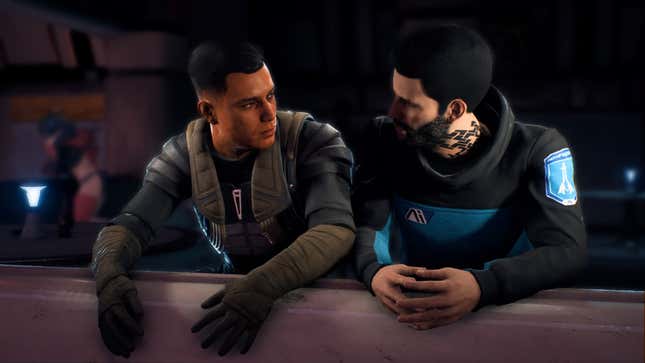 Reyes and Ryder are seen talking while leaned over a balcony.
