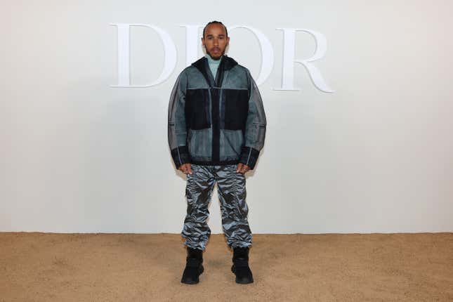 CAIRO, EGYPT - DECEMBER 03: Lewis Hamilton attends the Dior Fall 2023 Menswear Collection on December 03, 2022 in Cairo, Egypt.