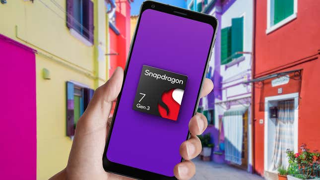 A photo of a person holding a Qualcomm device