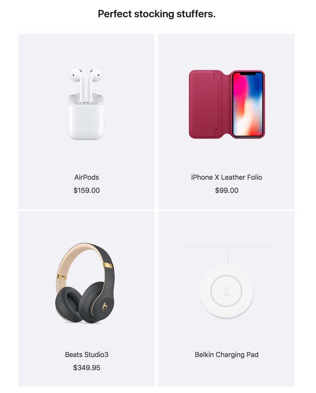 Image for article titled Apple has some ridiculous ideas about what constitutes a stocking stuffer