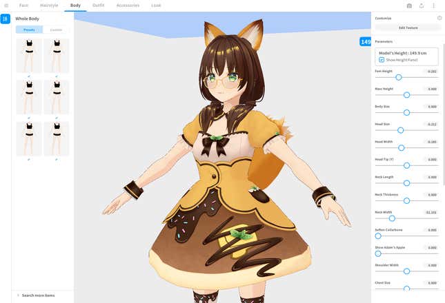 VRoid Studio offers many customization options for VTubers