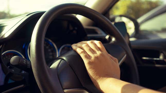 Driver press the horn bottle when traffic jam