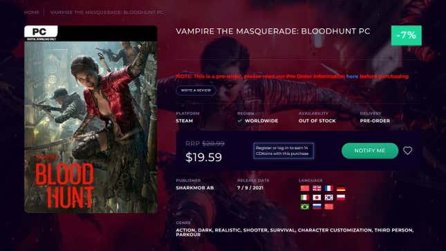 Vampire: The Masquerade - Bloodhunt Battle Royale Game Announced