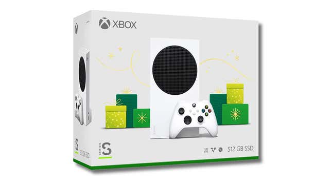 The Xbox S in its seasonal box.