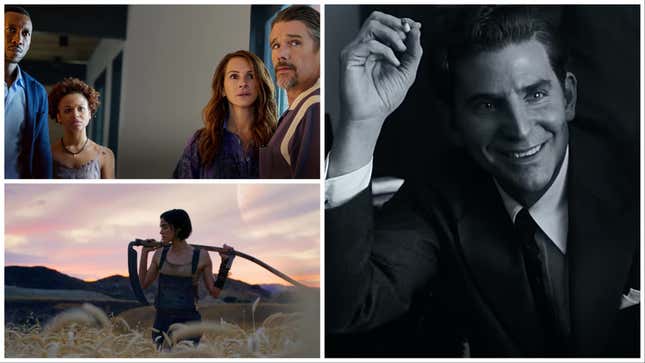Clockwise from top left: Leave The World Behind (Netflix), Maestro (Netflix), Rebel Moon – Part One: A Child Of Fire (Netflix)