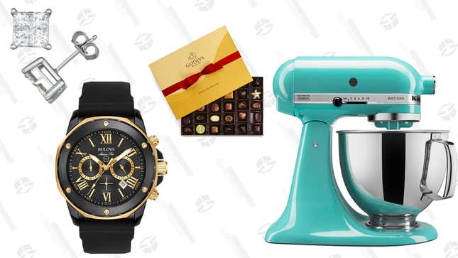 Godiva Valentine’s Day Chocolate Gift Box | $37 | Macy’s
Bulova Men’s Chronograph Watch | $397 | Macy’s | VDAY
KitchenAid 5Qt Stand Mixer | $430 | Macy’s
14k Diamond Stud Earrings | $2,499 | Macy’s