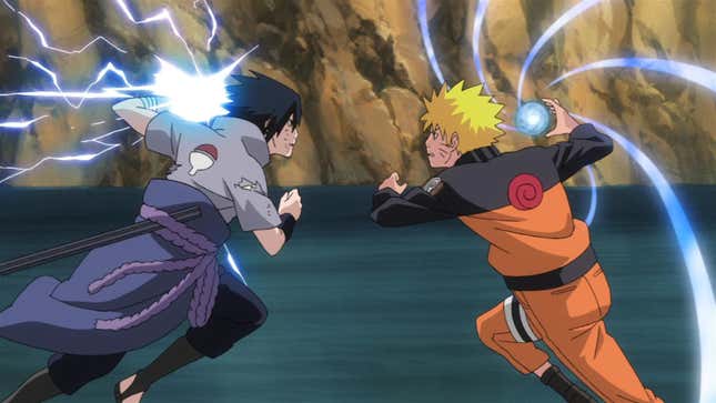 Naruto vs. Sasuke in Naruto Shippuden.