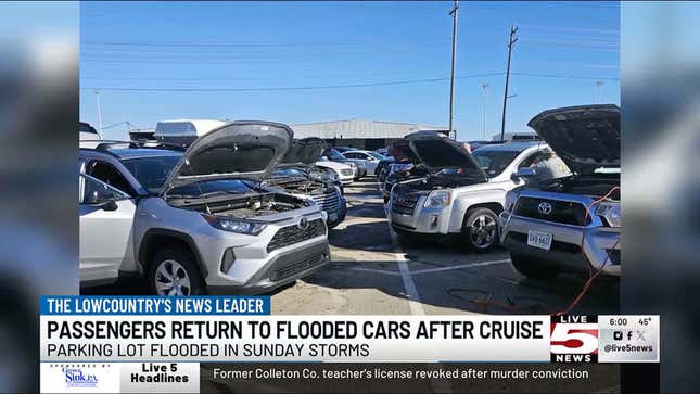 Image for article titled Passengers On Carnival Cruise Get Back Only To Find Their Cars Were Destroyed By A Storm