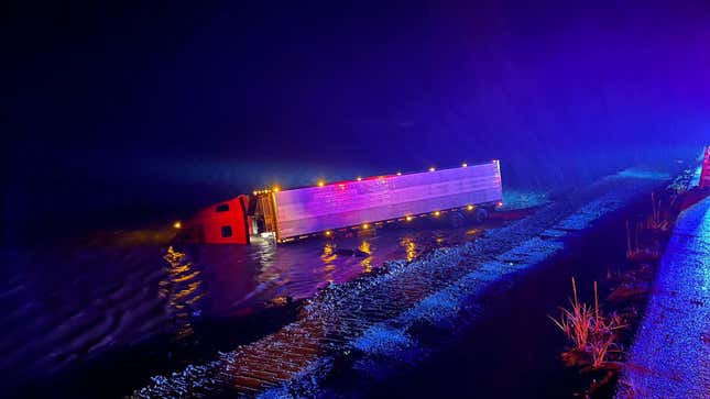 Image for article titled Truck driver survives crash into frozen ocean in Alaska