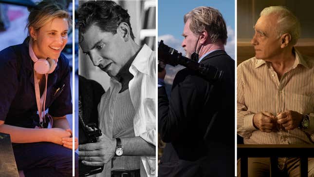 Greta Gerwig (courtesy Warner Bros.), Bradley Cooper (courtesy Netflix), Christopher Nolan (courtesy Universal Pictures), Martin Scorsese (courtesy Apple TV+)