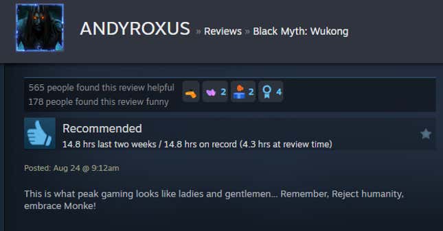 Image for article titled Black Myth: Wukong, As Told By Steam Reviews