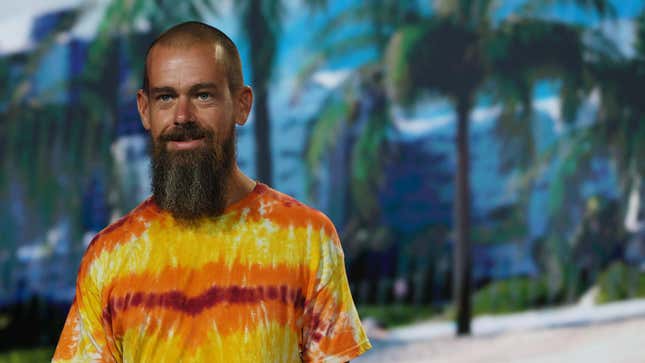 Jack Dorsey creator, co-founder, and Chairman of Twitter and co-founder & CEO of Square arrives on stage at the Bitcoin 2021 Convention, a crypto-currency conference held at the Mana Convention Center in Wynwood on June 04, 2021 in Miami, Florida.