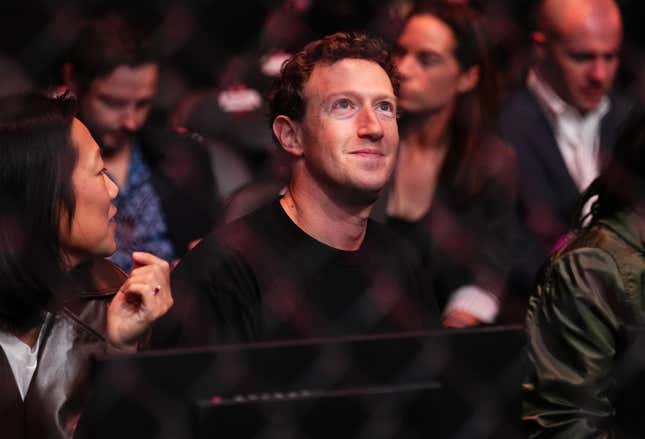 Meta Platforms CEO Mark Zuckerberg attends the Ultimate Fighting Championship 298 event in February 2024. 