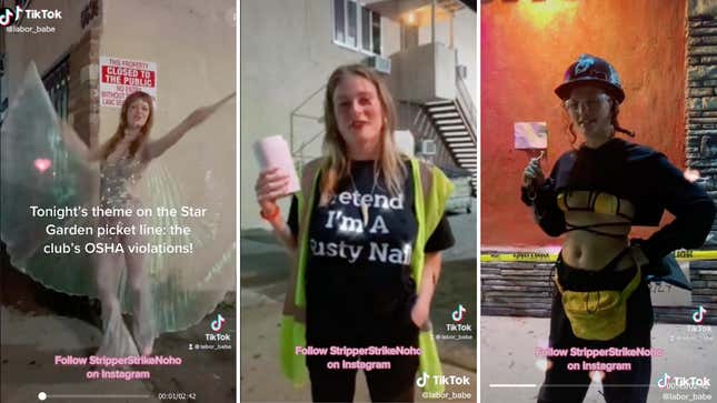 Image for article titled Solidarity With These Strippers Who Dressed as Their Club's OSHA Violations on the Picket Line