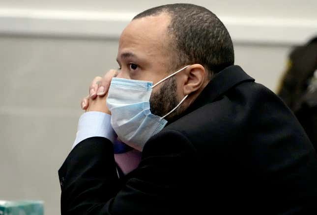 Darrell Brooks listens as the jurors confirm their guilty verdicts after they were read during his trial in a Waukesha County Circuit Court in Waukesha, Wis., on Wednesday, Oct. 26, 2022. Brooks, who represented himself during the trial, was charged with driving into a Waukesha Christmas Parade last year, killing six people and injuring dozens more. Brooks was found guilty Wednesday of all 76 charges, including six counts of first-degree intentional homicide.