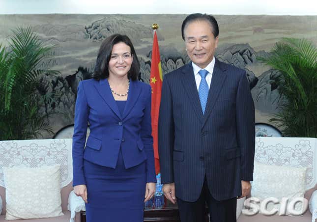 Sheryl Sandberg’s recent trip to China may be paying off.