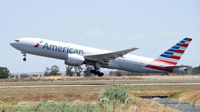 Boeing 777-300 American Airlines aircraft at the Fiumicino International Airport, July 23rd, 2024