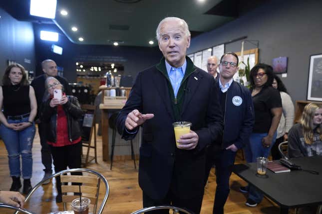 President Joe Biden talks about his economic agenda, during a visit to the Nowhere Coffee shop, Friday, Jan. 12, 2024, in Emmaus, Pa. (AP Photo/Evan Vucci)