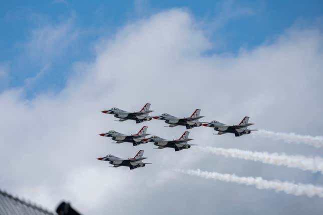 Air Force jets fly over the 2024 Indy 500.