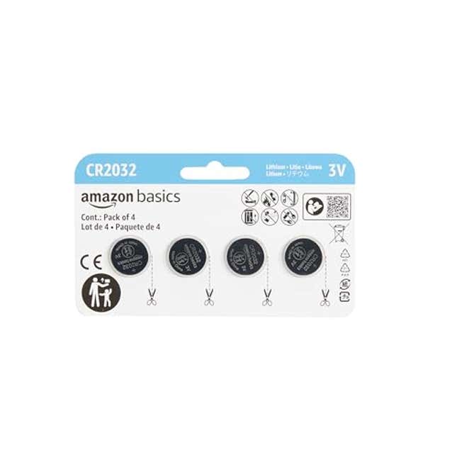 Image for article titled Amazon Basics 4-Pack CR2032 Lithium Coin Cell Battery, Now 14% Off