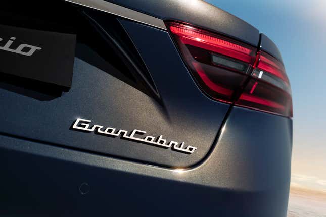 A shot of the GranCabrio badge on the trunk.