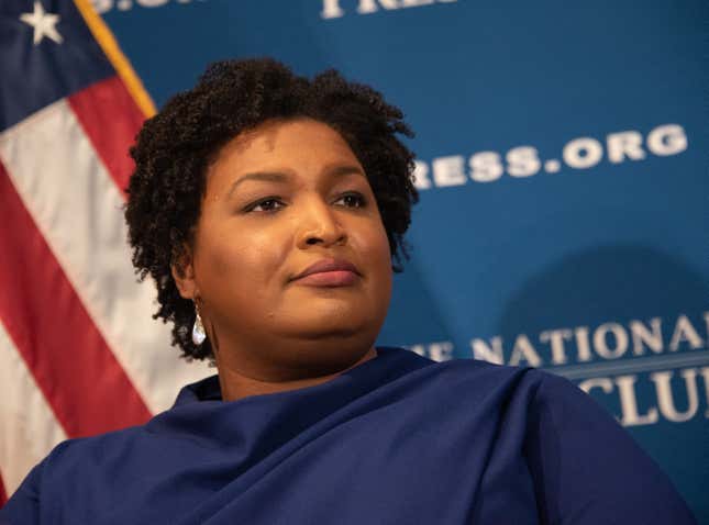 Stacey Abrams speaks at a National Press Club luncheon on November 15, 2019 in Washington, DC.