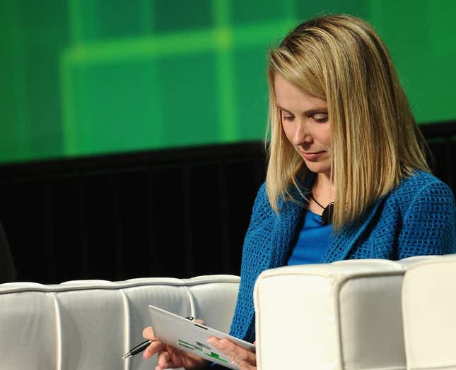 Marissa Mayer contemplates her next paycheck.