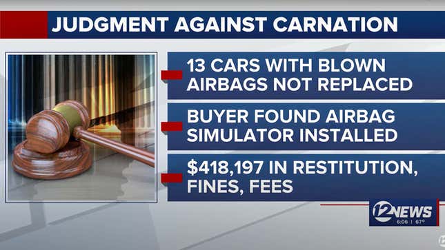 Carnation fined for selling cars without replacing airbags