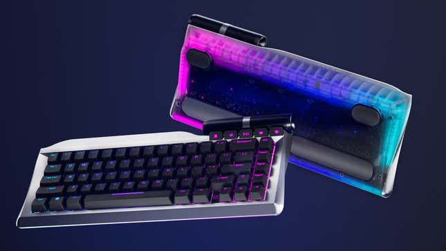 A photo of the top and bottom of Hyte's new gaming keyboard. 